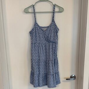 Hollister Light Blue and White Floral Top